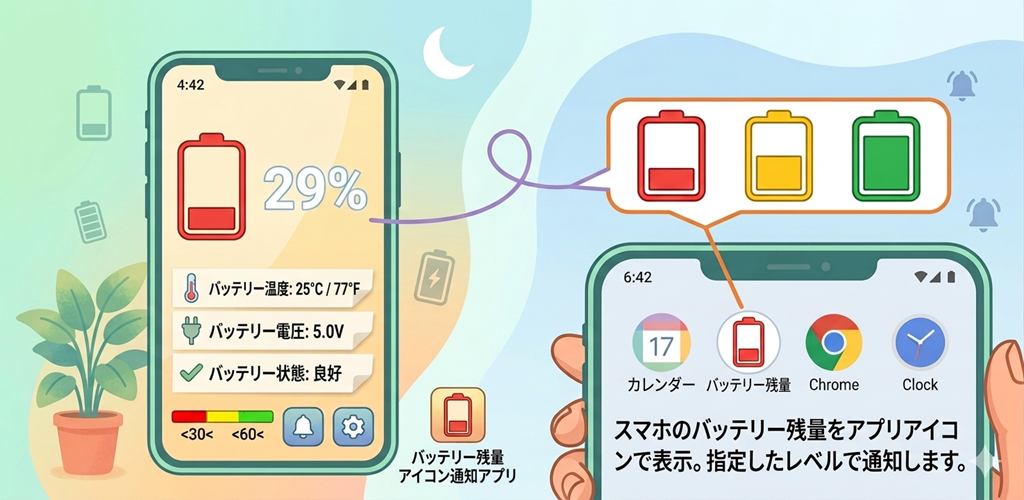 マイバッテリー：バッテリー残量確認と通知